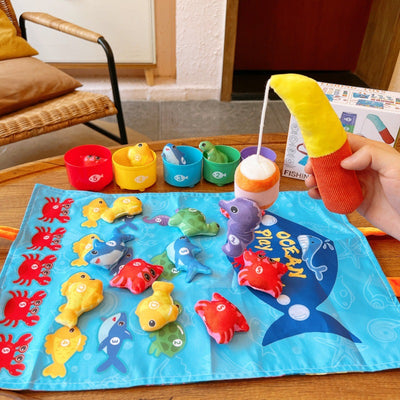 Miękki materiałowy zestaw do łowienia i sortowania | Sensoryczna gra Montessori dla maluchów