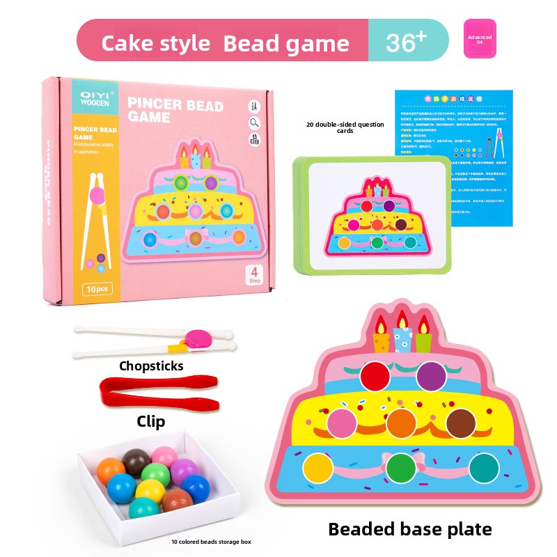 Montessori Bead Clip Game | Wooden Tweezer Sorting Toy for Fine Motor Skills