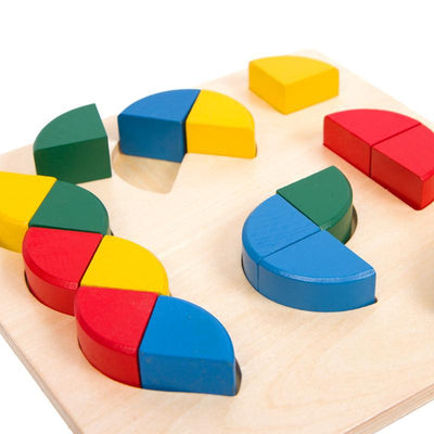 Puzzle Montessori in legno di frazioni e forme | Gioco di apprendimento per la matematica precoce e la motricità fine