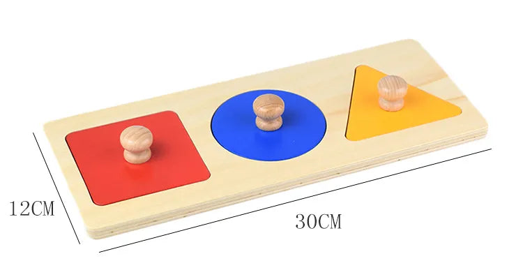 Premium Montessori Wooden Knob Puzzle | First Shapes & Colors