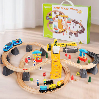 Circuit de train en bois de hêtre avec train électrique | Jouets en bois pour enfants
