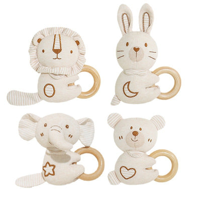 Organic Cotton Animal Teether Ring | Soft Baby Hand Rattle