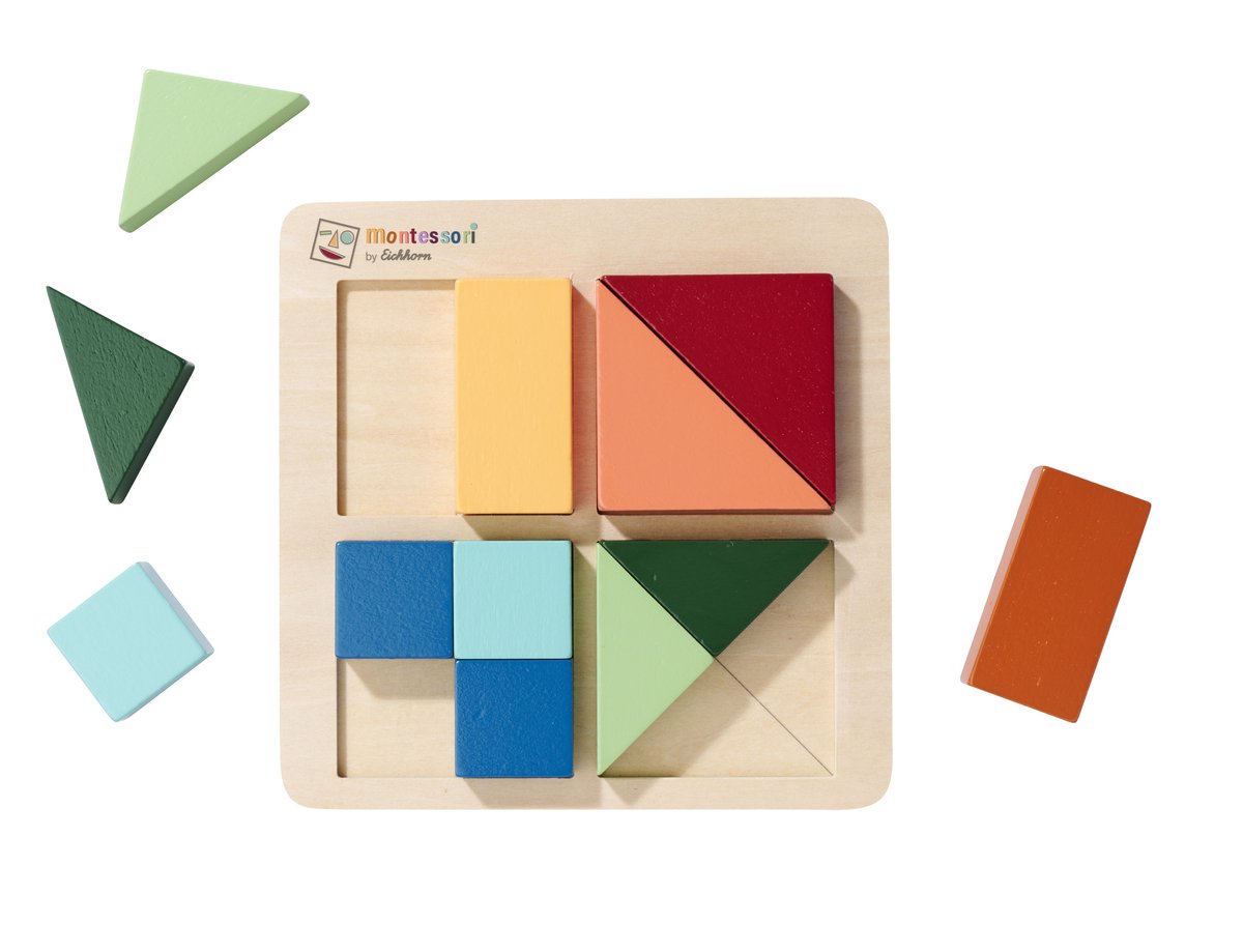 Puzzle di forme in legno Eichhorn Montessori | Apprendimento STEM e motricità fine