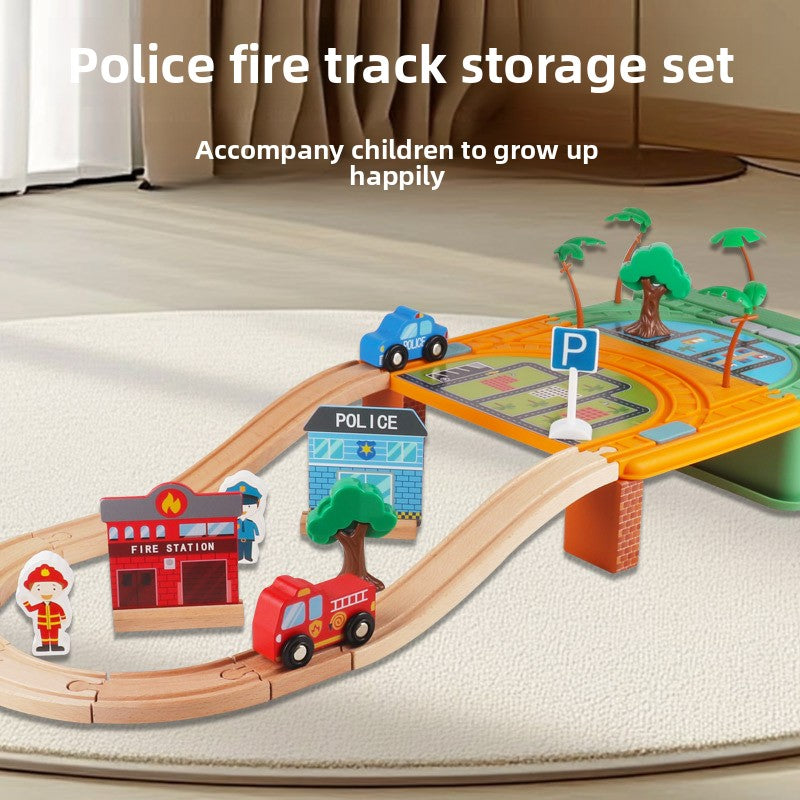 Set Little Heroes City Rescue: pista de policía y bomberos en haya premium