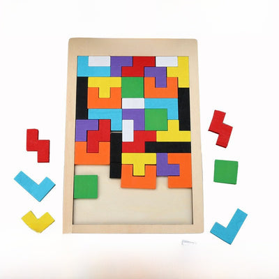 Drewniane puzzle geometryczne | Łamigłówka Montessori dla dzieci