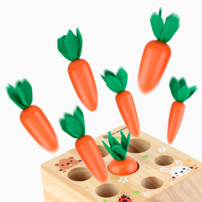 Premium houten wortel-trekspeelgoed | Interactief Montessori-leren voor peuters