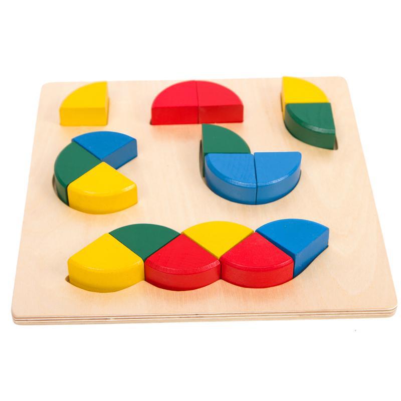 Drewniane puzzle Montessori ułamki i kształty | Zabawka edukacyjna do wczesnej matematyki i motoryki małej