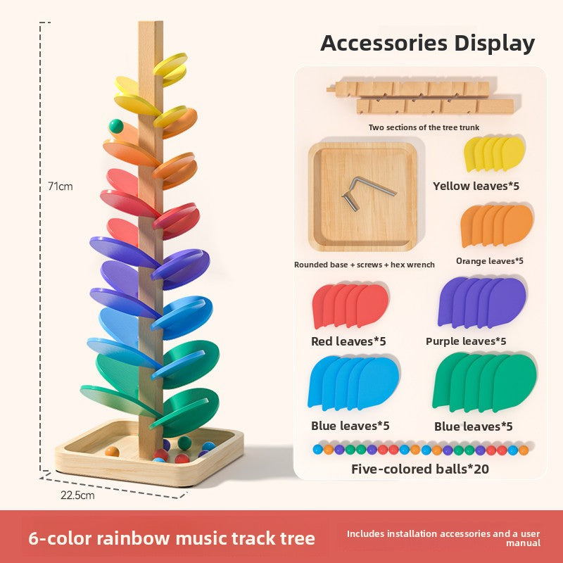 Rainbow Music Track Tree | 71 cm Wooden Ball Drop Toy
