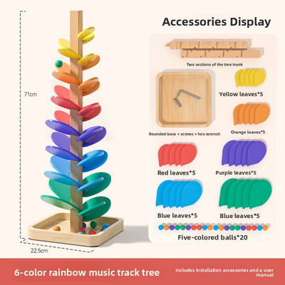 Rainbow Music Track Tree | 71 cm Wooden Ball Drop Toy