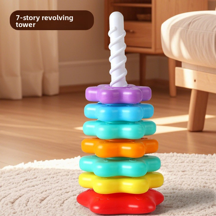 Rainbow Spinning Stacking Tower | Baby Stack & Spin Ring Toy