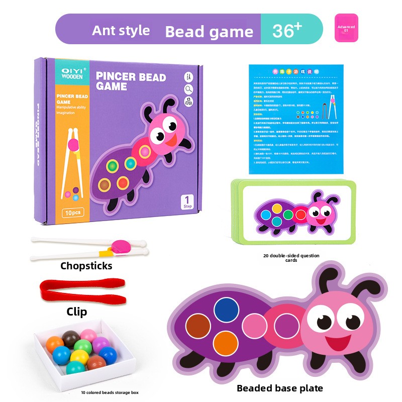 Montessori Bead Clip Game | Wooden Tweezer Sorting Toy for Fine Motor Skills