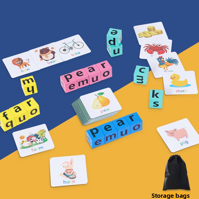 Wooden Letter Spelling Game | Montessori First Words Card Set