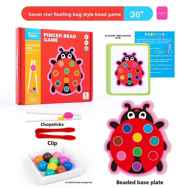 Montessori Bead Clip Game | Wooden Tweezer Sorting Toy for Fine Motor Skills