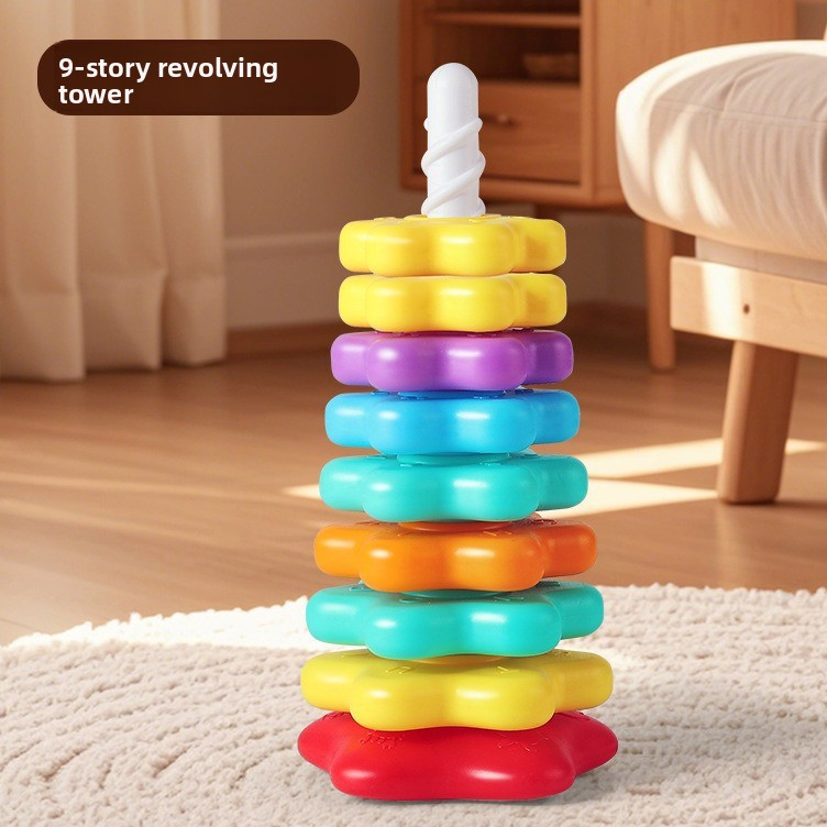 Rainbow Spinning Stacking Tower | Baby Stack & Spin Ring Toy