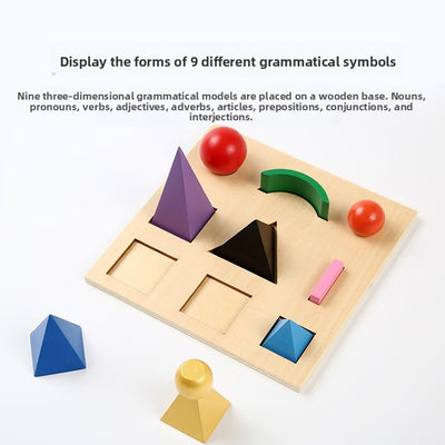 Montessori 3D-Grammatiksymbole aus Holz | Interaktives Lernspielzeug für Sprache und Wortarten