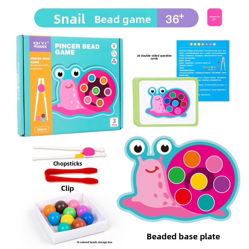 Montessori Bead Clip Game | Wooden Tweezer Sorting Toy for Fine Motor Skills