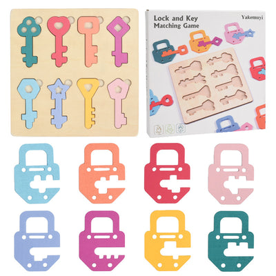 Montessori sleutel-en-slot puzzel – Premium houten bord voor fijne motoriek en vormen sorteren voor peuters
