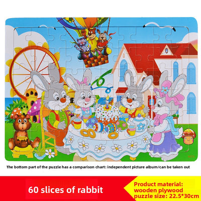Puzle de madera de 60 y 104 piezas | Puzle ilustrado para niños