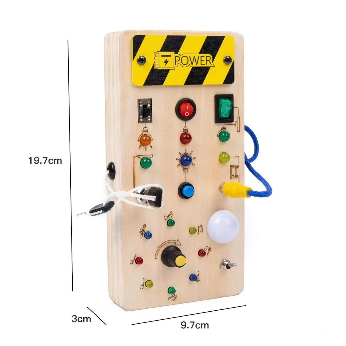 PowerBoard Ultimate Busy Board – LED lights and knobs detail
