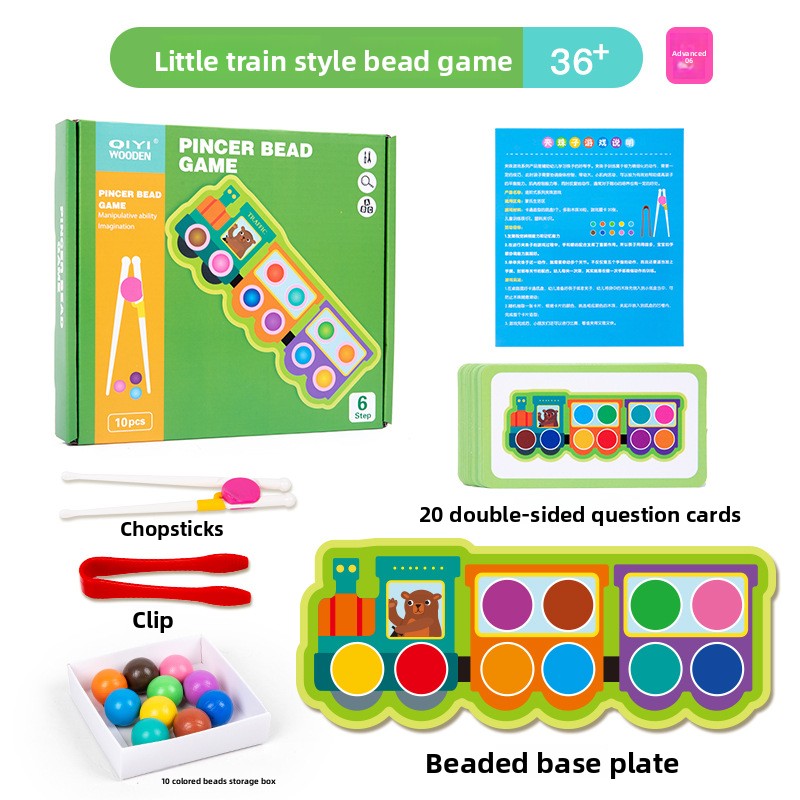 Montessori Bead Clip Game | Wooden Tweezer Sorting Toy for Fine Motor Skills