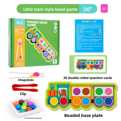 Juego Montessori de pinzas y cuentas | Juguete de clasificación de madera para la motricidad fina