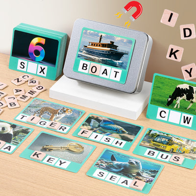 Wooden Letter Spelling Game | Montessori First Words Card Set