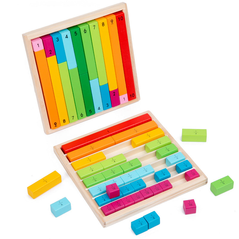 Montessori Wooden Math Blocks – color-coded counting sticks