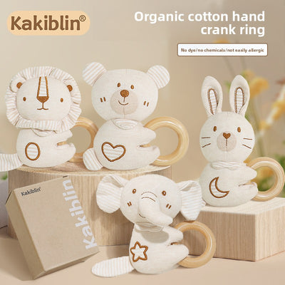 Organic Cotton Animal Teether Ring | Soft Baby Hand Rattle