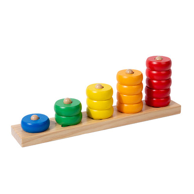 Tabuleiro de pinos arco-íris em madeira Montessori