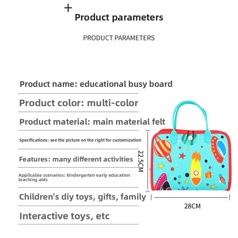 Montessori Dressing Skills Busy Board | Soft Felt Zip, Button & Lacing Board