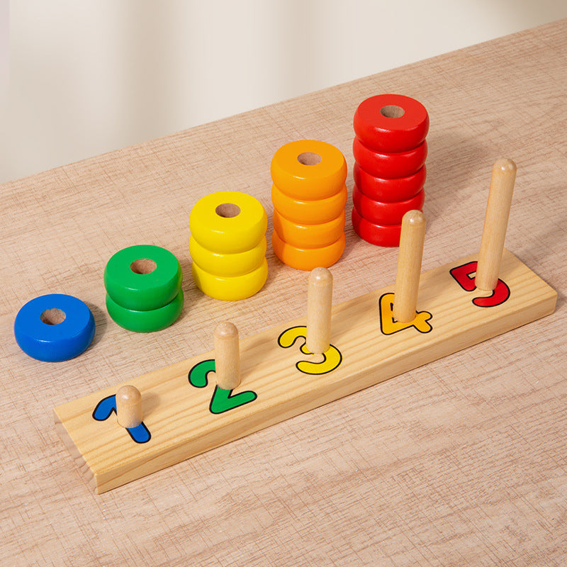 Montessori Holz-Regenbogen-Stapelstiftbrett