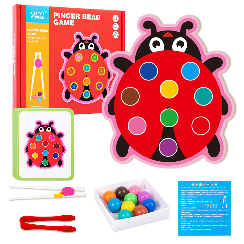 Montessori Bead Clip Game | Wooden Tweezer Sorting Toy for Fine Motor Skills