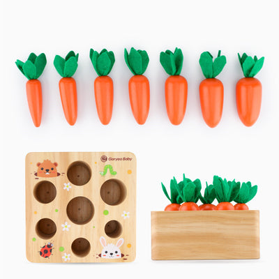Premium houten wortel-trekspeelgoed | Interactief Montessori-leren voor peuters
