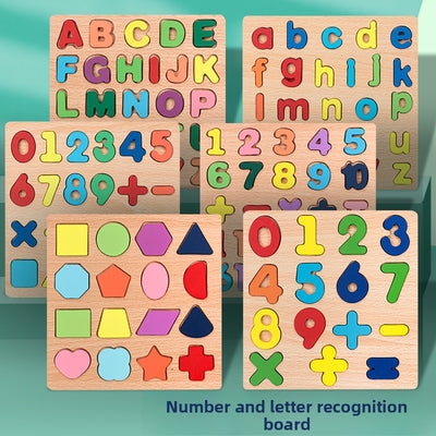 Wooden Alphabet & Number Peg Puzzle | Montessori Early Learning Board