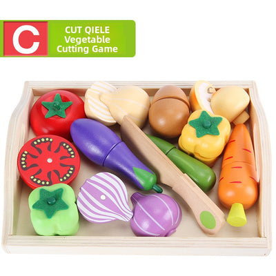 Conjunto de alimentos de madeira para cortar Montessori | Brinquedos de cozinha interativos para crianças pequenas, motricidade fina e faz de conta
