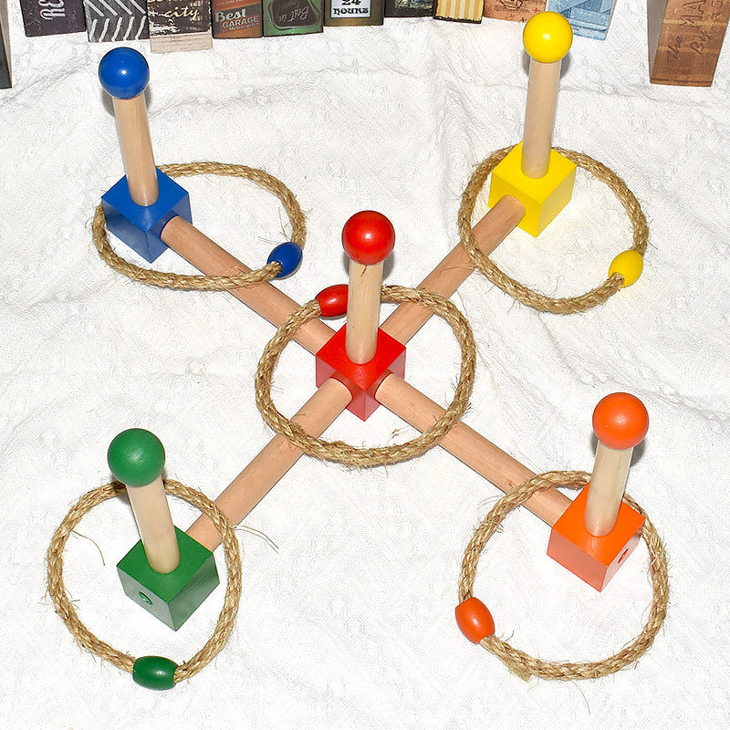 Skill-Stacker Ringwurfspiel aus Holz | Farbzuordnungs-Wurfspiel für Kinder