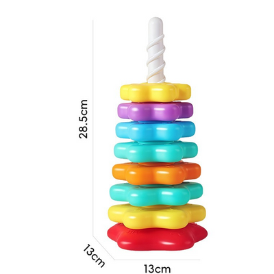 Regenbogen-Drehturm zum Stapeln | Baby-Stapel- & Drehringspielzeug