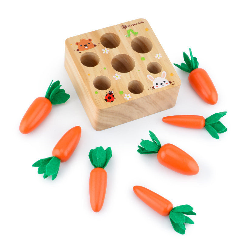 Juguete de madera premium para sacar zanahorias | Aprendizaje Montessori interactivo para niños pequeños