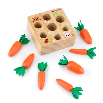 Premium houten wortel-trekspeelgoed | Interactief Montessori-leren voor peuters