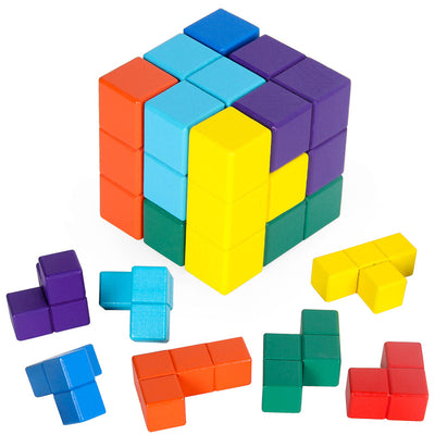 Montessori houten binomiumkubus | 3D-kleurenpuzzel & STEM-leerspeelgoed voor kinderen