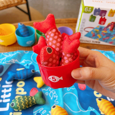 Miękki materiałowy zestaw do łowienia i sortowania | Sensoryczna gra Montessori dla maluchów