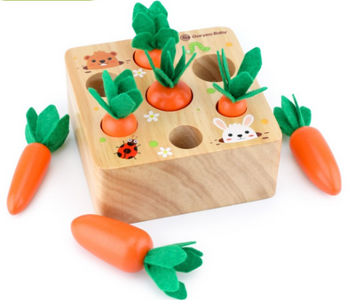 Premium houten wortel-trekspeelgoed | Interactief Montessori-leren voor peuters