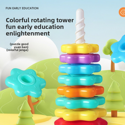 Regenbogen-Drehturm zum Stapeln | Baby-Stapel- & Drehringspielzeug