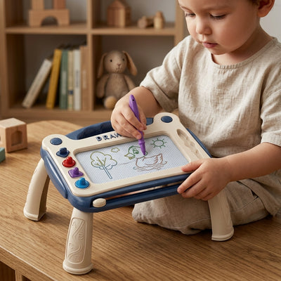 Magnetyczna tablica Montessori dla maluchów | Stolik artystyczny bez bałaganu ze stemplami
