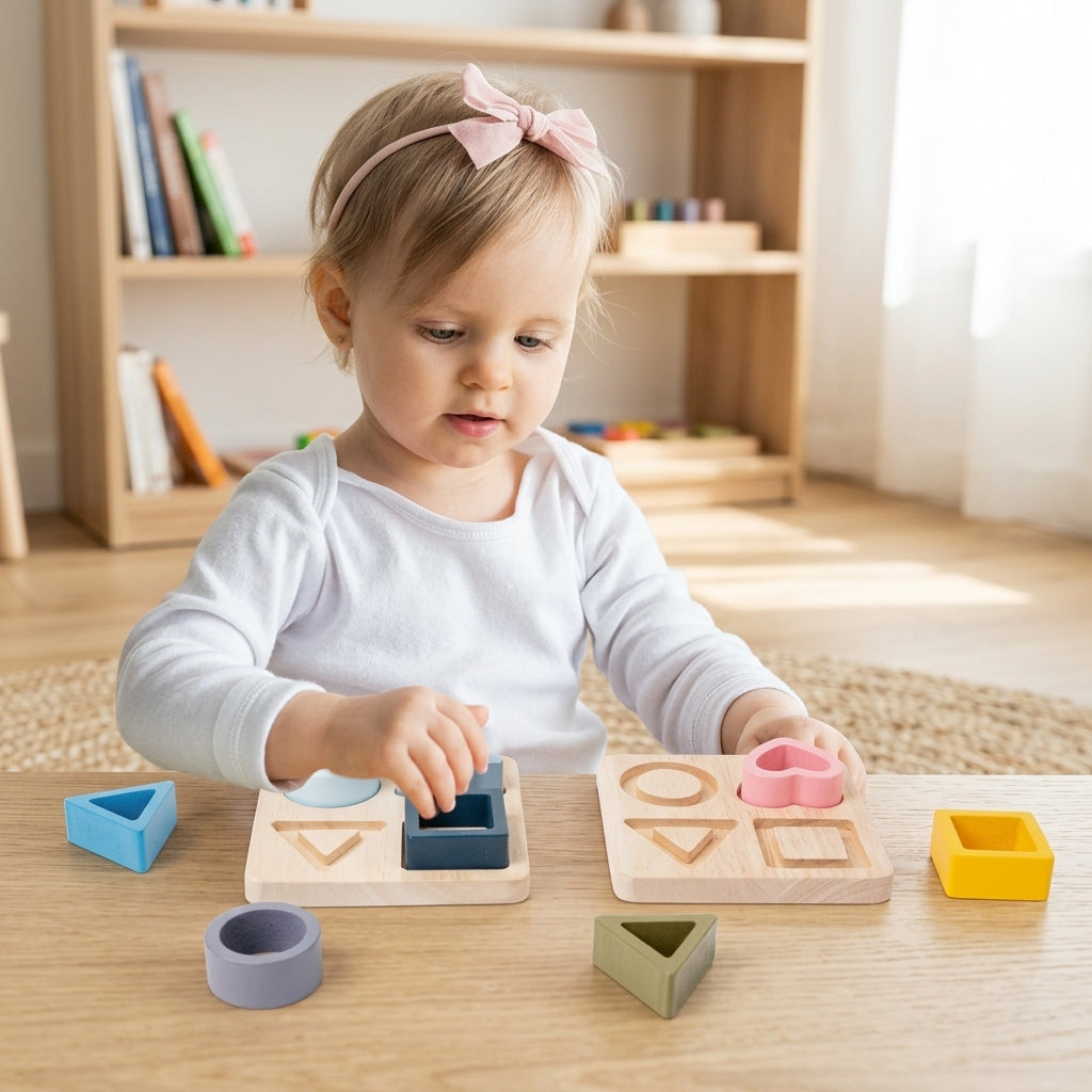 Montessori-Formensortierpuzzle | Holz oder Silikon – Spielzeug für Feinmotorik & Farberkennung für Kleinkinder
