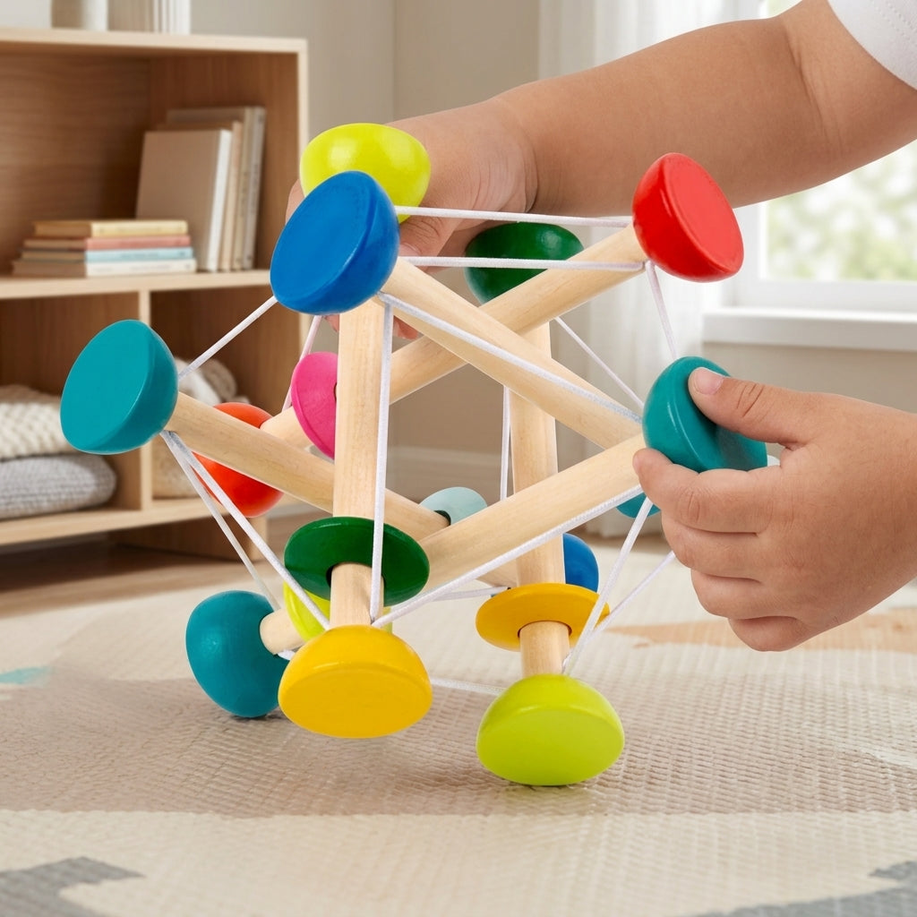 Entrenador de agarre elástico de madera | Juguete Montessori para reconocer colores