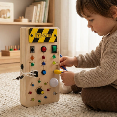 PowerBoard Ultimate Wooden LED Sensory Busy Board – Montessori activity board
