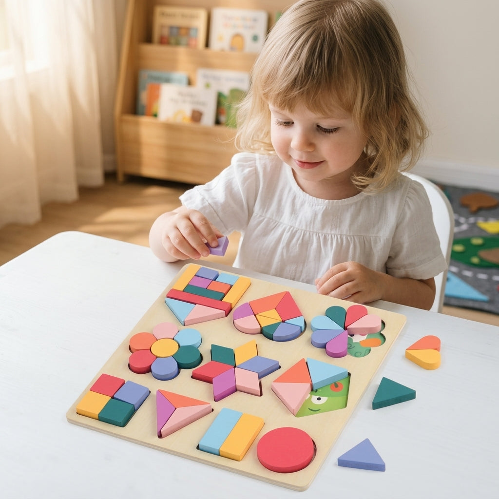 Geometryczne Puzzle Montessori | Edukacyjna Tablica Kształtów