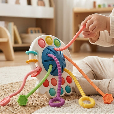 Brinquedo educativo Montessori com cordel