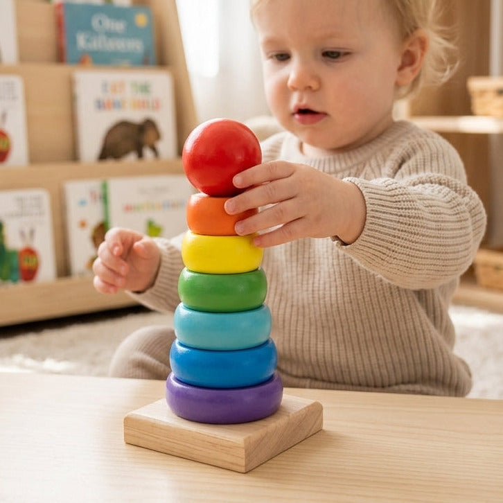 Rainbow Stacker | Wooden Montessori Fine Motor Skills Toy